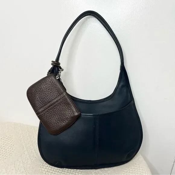 Y2K Coach Small Pebble Leather Wristlet F42389 Silver Mahogany Brown Clip Pouch - Picture 10 of 10